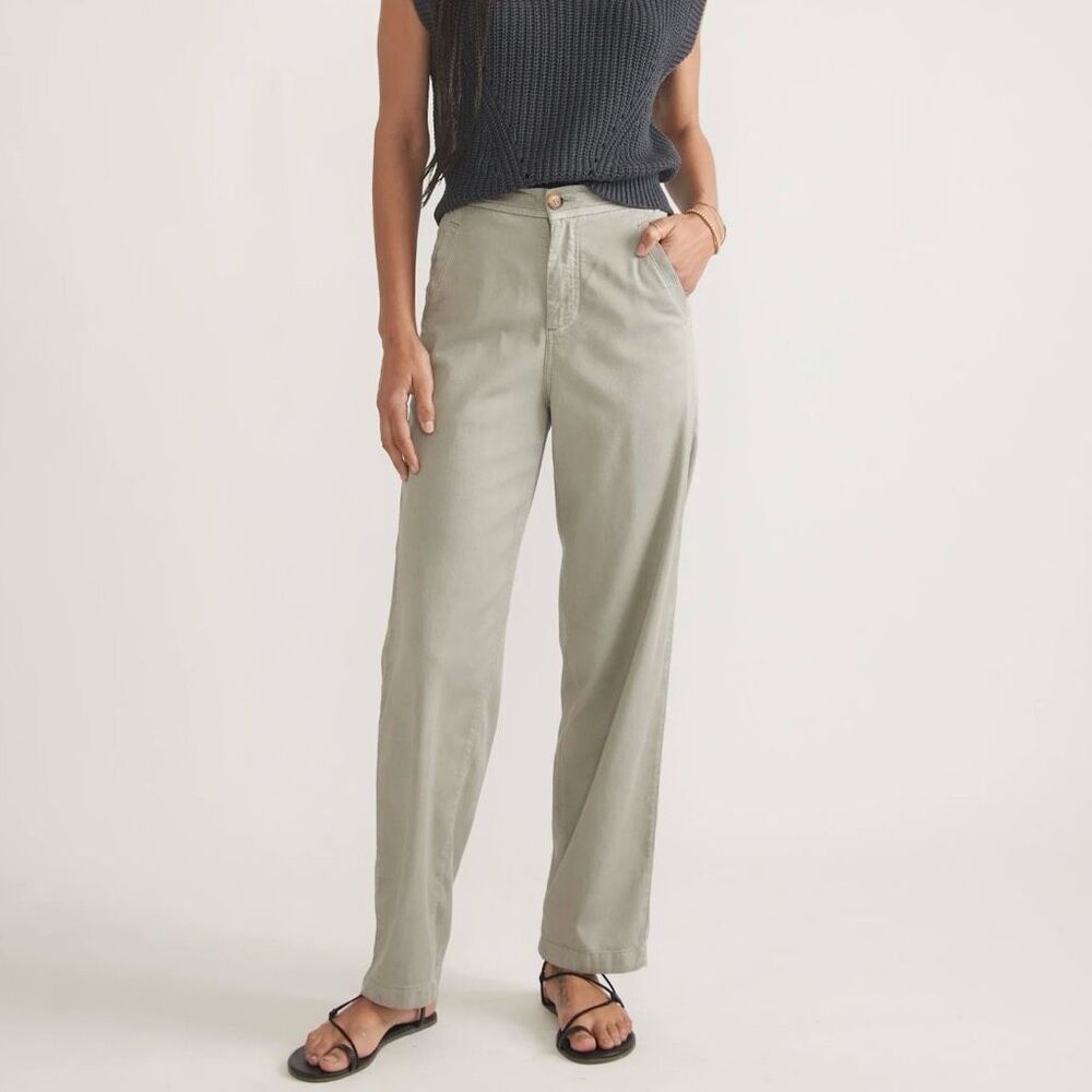 Marine Layer Women’s Saturday Pant Soft Faded Olive Mid Rise Size Large